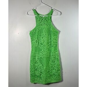 Womens Lilly Pulitzer Jaimie Knit Crochet Shift Dress Green S